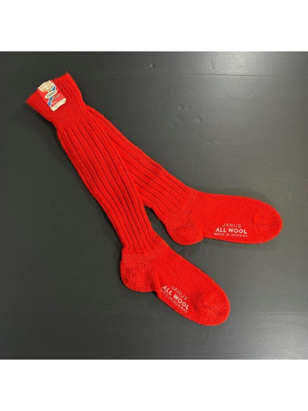 Vintage JANUS RAGSOCKS All Wool Norwegian Ribbed Knit Boot Socks Sz 12 NOS